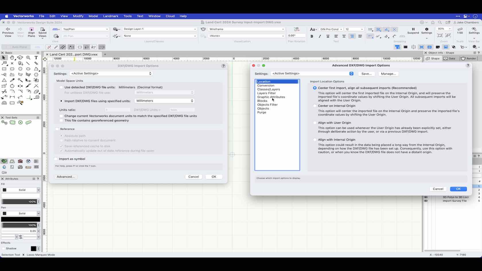 SURVEY INPUT COMMAND IMPORT DWG 2024 Vectorworks University